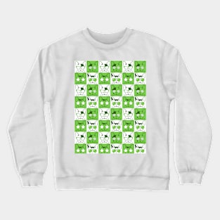 Frenchies with Glasses Pattern Green Crewneck Sweatshirt